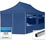 3x6 M Faltpavillon, Economy Alu 32mm, Seitenteile Mit Panoramafenstern, Blau