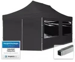3x6 M Faltpavillon, Economy Alu 32mm, Seitenteile Mit Panoramafenstern, Schwarz