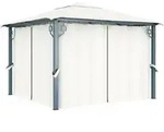 Pavillon Mit Vorh&auml;ngen 300 X 300 Cm Creme Aluminium - Vidaxl