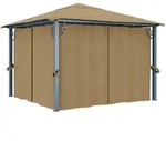 Vidaxl Gazebo With Curtain 300x300 Cm Taupe Aluminium