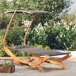 Sonnenliege Mit Dach 100x190x134 Cm Bugholz Massiv Anthrazit - Vidaxl