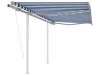 Gelenkarmmarkise,Windfest Sonnenmarkise Automatisch mit Pfosten 3x2,5 m Blau...