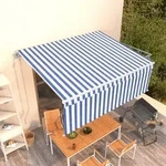 Vidaxl Markise Automatisch Einziehbar Mit Volant 4,5x3 M Blau Und Wei&szlig;