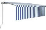 Vidaxl - Markise Automatisch Mit Rollo Led Windsensor 4,5x3m Blau Wei&szlig;