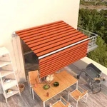 Vidaxl - Markise Automatisch Einziehbar Mit Volant 3,5x2,5m Orange Braun 892419