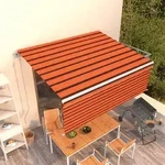 Vidaxl - Markise Automatisch Einziehbar Mit Volant 4x3m Orange Und Braun