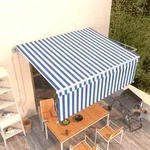 Vidaxl - Markise Automatisch Einziehbar Mit Volant 4x3 M Blau Und Wei&szlig;