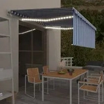 Vidaxl Markise Automatisch Mit Rollo Led Windsensor 4x3 M Blau & Wei&szlig;