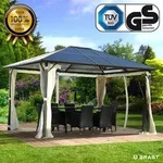 Alu Pavillon Summerdream 3x4m Beige Festes Dach Wasserdicht + Moskitonetz -...