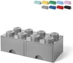 Lego Aufbewahrungsbox In Ziegelsteinform Mit 2 Schubladen 8 Noppen - Grau