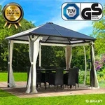Brast - Alu-pavillon Summerdream 3x3m Beige Festes Dach Wasserdicht +...