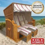 Brast Strandkorb Usedom 3-sitzer Xxl F&uuml;r 2-3 Personen 165cm Breit Inkl.