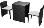 3-tlg. Bistro-set Mit Auflagen Poly Rattan Schwarz Vidaxl