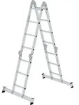 Vielzweckleiter 4tlg. Mit Nivello-traverse Und Holzbelag 2 X 3 + 2 X 4 Sprossen -