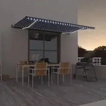 Vidaxl - Automatische Markise Mit Led & Windsensor 500x300 Blau Und Wei&szlig;