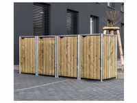 Holz Mülltonnenbox für 4 Mülltonnen 240 Liter Natur 81x279x115 cm - Hide