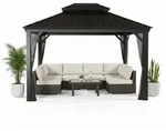 Alu Pavillon Messina 1012 Hardtop Pavillon Mit Moskitonetz Anthrazit 298x363x292 Cm -