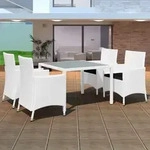 5-tlg. Garten-essgruppe Poly Rattan Cremewei&szlig; - Vidaxl