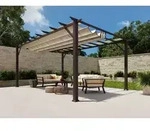 Almuiminium Pergola 'florenz' Pavillon Mit Ausziehbarem Sonnensegel, Holzoptik Cocoa,
