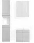 Vicco - Badm&ouml;bel-set Freddy, Wei&szlig; Hochglanz, 3 Teile, Mit Hochschrank