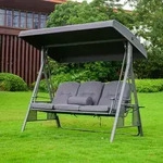 Hollywoodschaukel 3-sitzer Descanso - 115 X 198 Cm Grau Farbe Grau, Ausstattung Ohne