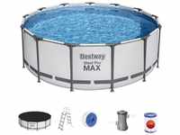 5618W Frame Pool Steel Pro max Swimmingpool rund Ø396x122cm Komplett-Set - Bestway