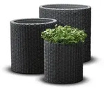 Set Mit 3 Keter Zylinderpflanzgef&auml;&szlig;en S+m+l - Graphit - Kt 92 0453