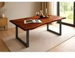 Sam Outillage - Esstisch Baumkante Massiv Akazie Nussbaum 140 X 80 Schwarz Quinn