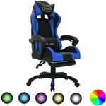 Vidaxl - Gaming-stuhl Mit Rgb Led-leuchten Blau Und Schwarz Kunstleder