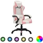 Vidaxl - Gaming-stuhl Mit Rgb Led-leuchten Rosa Und Schwarz Kunstleder