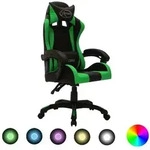 Vidaxl - Gaming-stuhl Mit Rgb Led-leuchten Gr&uuml;n Und Schwarz Kunstleder