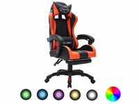 Gaming-Stuhl mit rgb LED-Leuchten Orange und Schwarz Kunstleder vidaXL968618