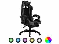 Bonnevie - Gaming-Stuhl mit rgb LED-Leuchten Grau und Schwarz Kunstleder...