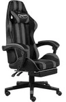 Vidaxl Racing Chair With Footrest Black And Grey Faux Leather