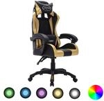 Vidaxl - Gaming-stuhl Mit Rgb Led-leuchten Gold Und Schwarz Kunstleder