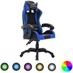 Vidaxl - Gaming-stuhl Mit Rgb Led-leuchten Blau Und Schwarz Kunstleder