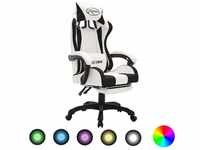 Bonnevie - Gaming-Stuhl mit rgb LED-Leuchten Schwarz und Weiß Kunstleder