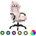 Vidaxl - Gaming-stuhl Mit Rgb Led-leuchten Rosa Und Wei&szlig; Kunstleder