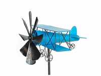 Dandibo - Gartenstecker Metall Flugzeug xl 160 cm Doppeldecker Blau 96099...