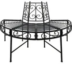 Dema - Baumbank Gartenbank Parkbank Rundbank Halbrundbank Bank Metall Schwarz &Oslash; 125