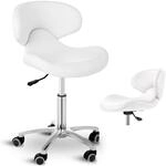 Physa - Rollhocker Mit Lehne Arbeitshocker Drehhocker Praxishocker Gasfeder Wei&szlig; 150