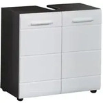 Trendteam Waschbeckenunterschrank Bad Schrank Linebad Sardegna Wei&szlig; Rauchsilber 60 X