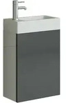Jet-line - Aarau Badset G&auml;ste Wc Badmoebel Grau Hochglanz Waschbecken Schmal...