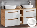 Doppel-waschtischunterschrank 140 Cm Mit Keramik-aufsatzbecken Luton-56 Hochglanz