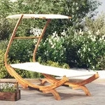 Sonnenliege Mit Dach 100x190x134 Cm Bugholz Massiv Creme - Vidaxl