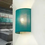 Wandlampe Alice Stoff Schirm Petrol Halbrund Loft