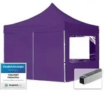 3x3 M Faltpavillon, Economy Alu 32mm, Seitenteile Mit Panoramafenster, Lila