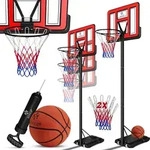 Basketballkorb Premium Mit St&auml;nder Rollen Inkl. Basketball + Pumpe Verstellbare