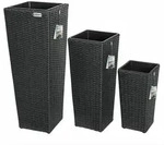Casaria&reg; Blumentopf 3er Set Polyrattangeflecht &Uuml;bertopf Wasserabfluss Rattanoptik