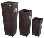 Casaria&reg; Blumentopf 3er Set Polyrattangeflecht &Uuml;bertopf Wasserabfluss Rattanoptik